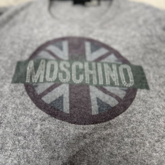 Y2K Love Moschino Wool Blend UK Flag Rhinestone Sweater - Picture 6 of 8